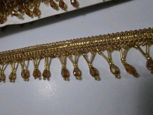 Yard antique gold zari trim - antique,