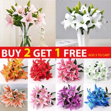 10Heads Artificial Stargazer Large Bouquet Quality Faux Silk Lily Flowers Decor