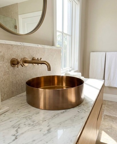 Brushed copper round - brushed,