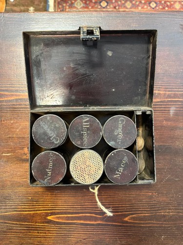 Antique toleware spice box - toleware,