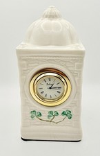 Belleek Ireland Shamrock Shannon Mantel Desk Clock Irish Porcelain