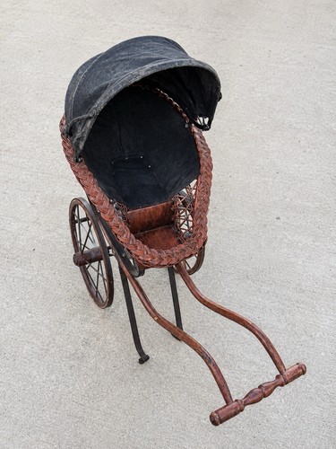 Vtg wicker doll carriage - vtg,