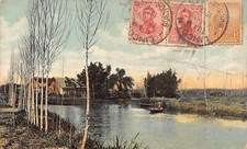 L355 Argentina 1912 Tige River Trees Boats vintage postcard