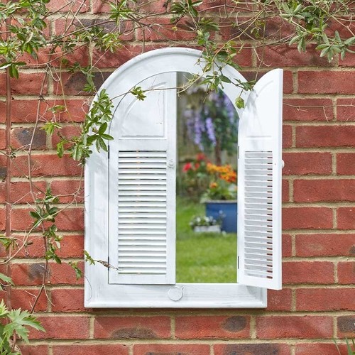 White shutter garden - shutter, mirror