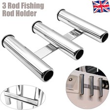 Stainless Steel Fishing Rod Holder for Marine Boat 3 Rod Holders Mount Clamp New