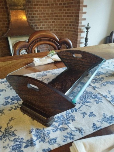 Antique art deco wood glass - art, &