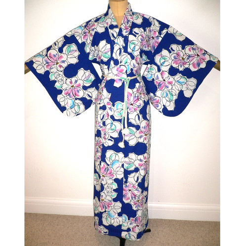 Vintage japanese blue yukata - blue,