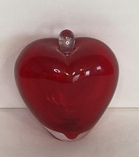 Unmarked Red Art Glass Heart