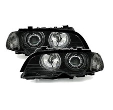 2 feux phare avant angel eyes led noir BMW série 3 E46 coupé phase 1 04/99-04/03