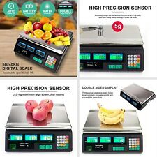 40kg/5g Digital Price Computing Scale for Market Vegetable Fruit Weigh UK Plug