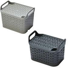 Urban Store Weave Baskets with Lids 8 Litre Home Multipurpose Storage Organiser