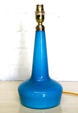 Table Lamp Original Holmegaard 1960's Danish Glass Blue Lamp Le Klint Era