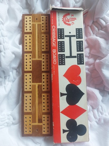 Vintage inlaid wood cribbage - vintage,