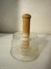 ANTIQUE WOOD GLASS BUTTER MOLD