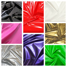 BLACK & COLOURED - HIGH GLOSS PVC SHINY STRETCH FABRIC - 1 WAY STRETCH