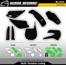 Kawasaki KX80 KX100 1998 1999 2000 Black/White/Green Plastic Body Kit KX 80 100