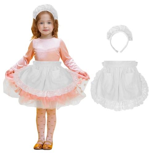 Kids girls white waist apron - waist,