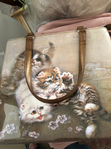 Handbag world shiney kitten - bw,
