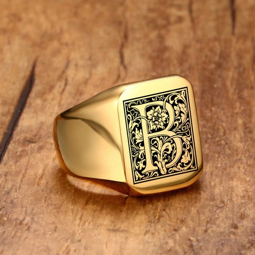 Gold signet ring signature - gold,