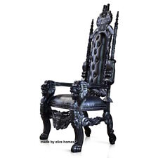 UK STOCK ~ Gothic Black Lion King Throne Chair prop wedding and hotel 180cm high