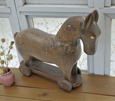 Vintage Wooden Horse on Wheels