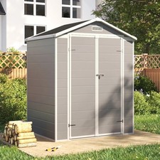 【Breeins】Outdoor Storage Shed, Plastic Resin Shed with Floor with Lockable Door