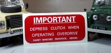 Land Rover Fairey Overdrive Information Warning Bulkhead Decal Series 1 2 2a 3 