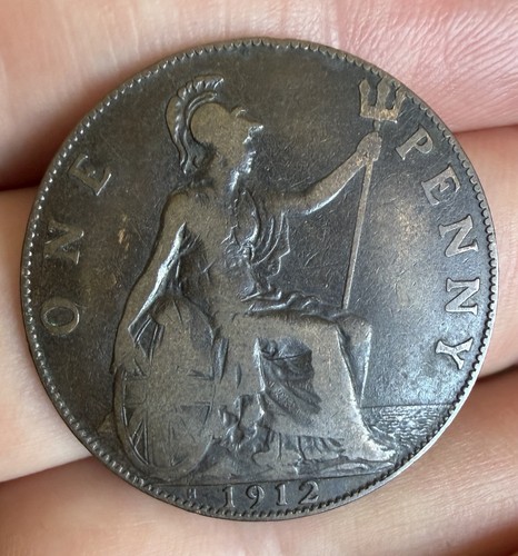 1912 one penny coin king - penny,