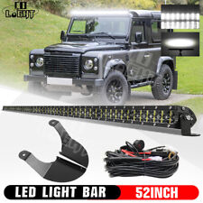 Roof 52" Led Light Bar Spot Flood Brackets + Wire Fit Gutter Land Rover Defender