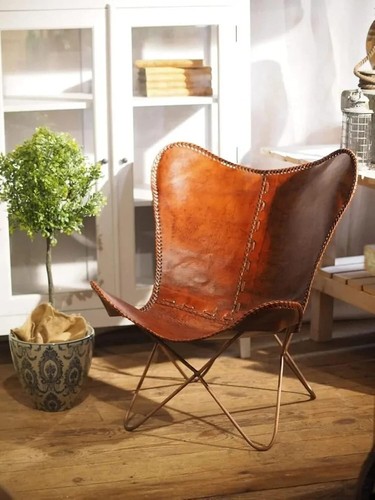 Tan leather butterfly - tan,