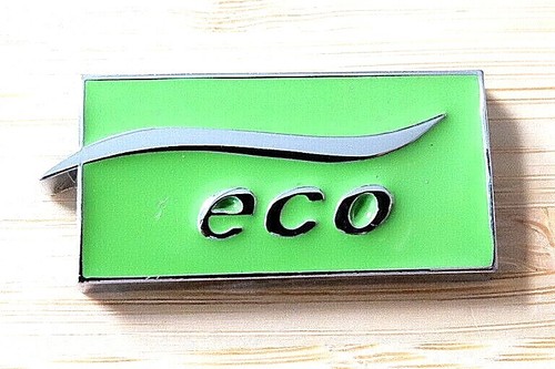 Eco green chrome car badge - green,
