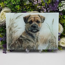 Border Terrier Glass Chopping Board: Handmade Kitchen Decor