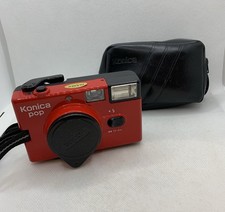 Konica Pop 35mm Film Camera + Original Case Red Hexanon F4 36mm Lens Vintage