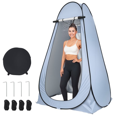 Pop shower tent - up, toilet