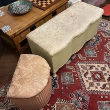 Vintage Lloyd Loom Lusty Laundry Box Basket & Ottoman Blanket Storage Chest 50s