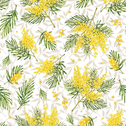 Yellow mimosa flowers - yellow, pvc