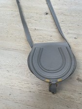 Chloé Mini Marcie Saddle Bag Grey Leather Handbag