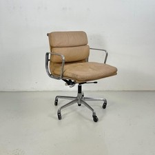 VINTAGE EAMES HERMAN MILLER LIGHT BROWN CAMEL LEATHER SOFT PAD GROUP CHAIR #4427