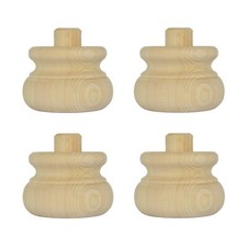 Pack of 4 Wooden Pine Furniture Bun Feet with Spigots 83mm x 56mm High A4MBS