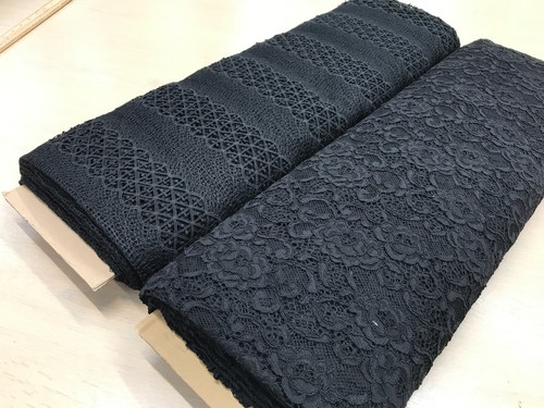 Black lace fabric guipure - fabric,