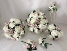Wedding Flowers Ivory Rose blush pink , bouquet bridesmaid buttonhole wands posy