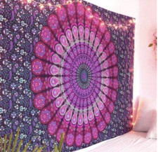 Indian Pink Mandala Cotton Tapestry Wall Hanging Boho Decor Bedspread Throw Sofa