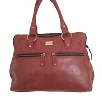 Modalu Pippa Shoulder Grab Bag Tan  Leather Bag Work Bag Three Compartments. 