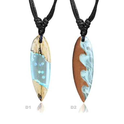 Surfer necklace surfboard wood - surfboard,
