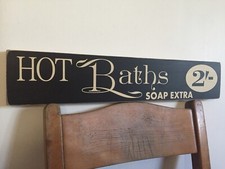 Bathroom Sign Hot Bath Vintage