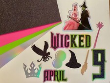 Wicked Themed Personalised Cake Charm Cupcake Toppers Decorations Glitter Mirror