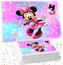 MINNIE MOUSE PERSONALISED BIRTHDAY PARTY ICING EDIBLE COSTCO CAKE TOPPER RM-0532
