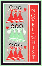 838 Vintage Art Deco Novel Single Whist Score Card Chorus Line Dancers unused