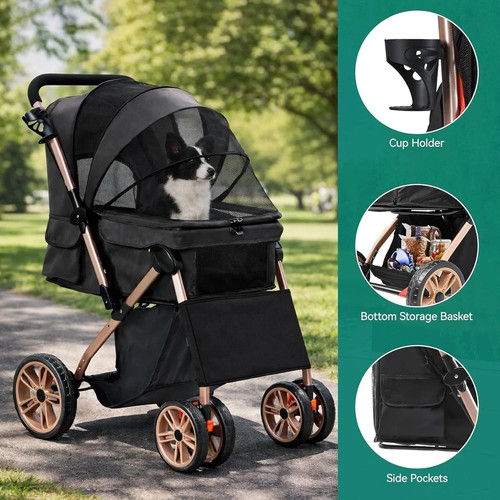 Foldable pet stroller with - foldable,