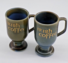 Vintage Shamrock Pottery  1970s Irish  Coffee, Set of 2 Drip Glaze Pottery, mugs